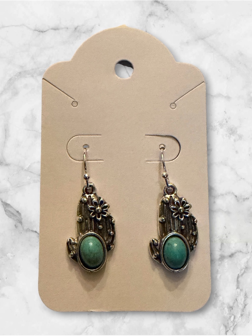Turquoise Cactus Drop Earrings - Unbranded
